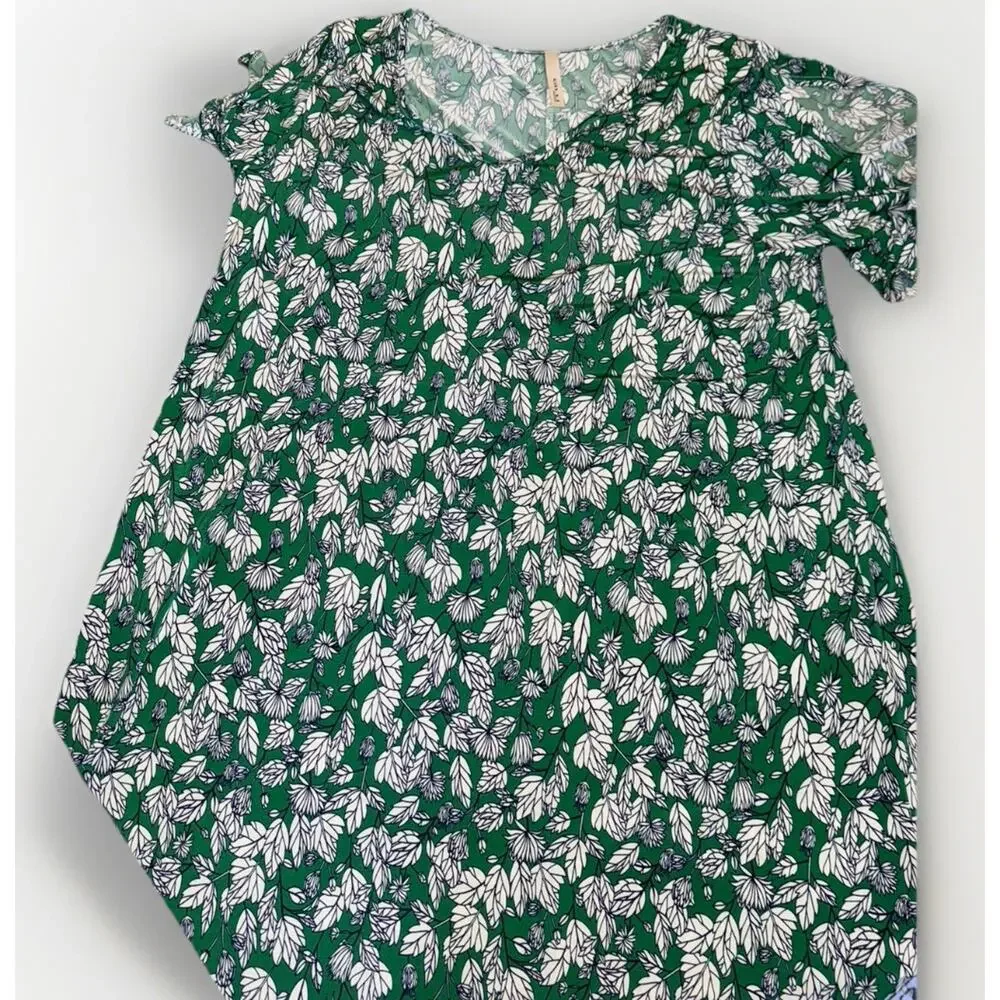 Gilli Dress Green Leaves Floral Size 3x Tied Sleeves Summer Beach Casual Dress - Picture 7 of 7